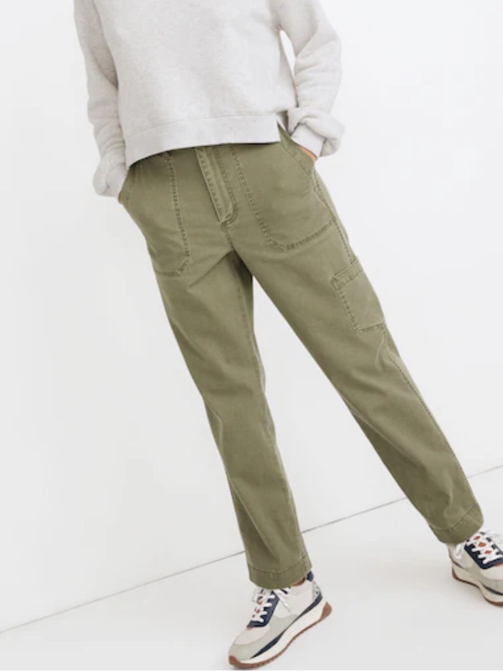 Madewell Military Straight Pants High Rise Ankle Green Size 26